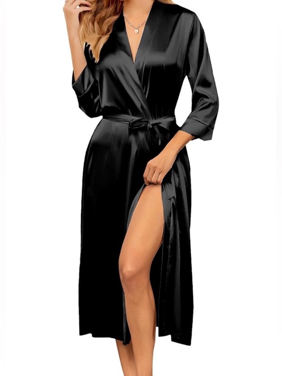 Other - NWT Women's Satin Wrap Robe - Black 2XL